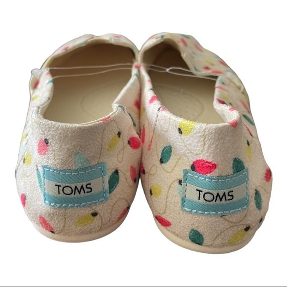 Toms Christmas Lights White Cream 7 Slip‎ On Shoes Holiday Alpargatas - Picture 2 of 6